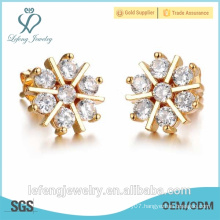 2016 christmas gift new design snow gold crystal earrings stud